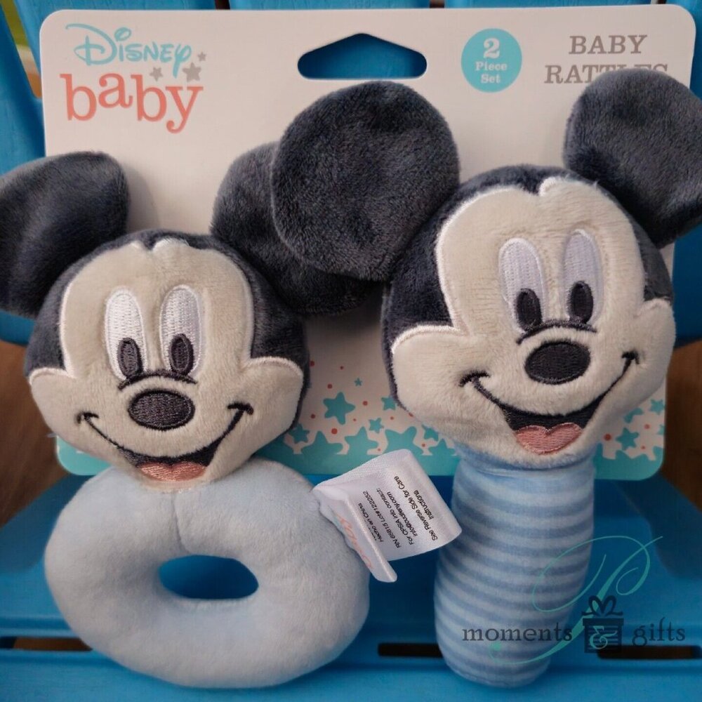 NWT Disney Mickey Mouse 2 pack Baby Rattle Set